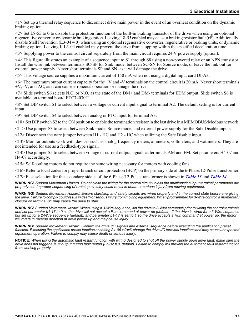 Yaskawa A1000 6-Phase/12-Pulse Input User Manual | Page 17 / 92