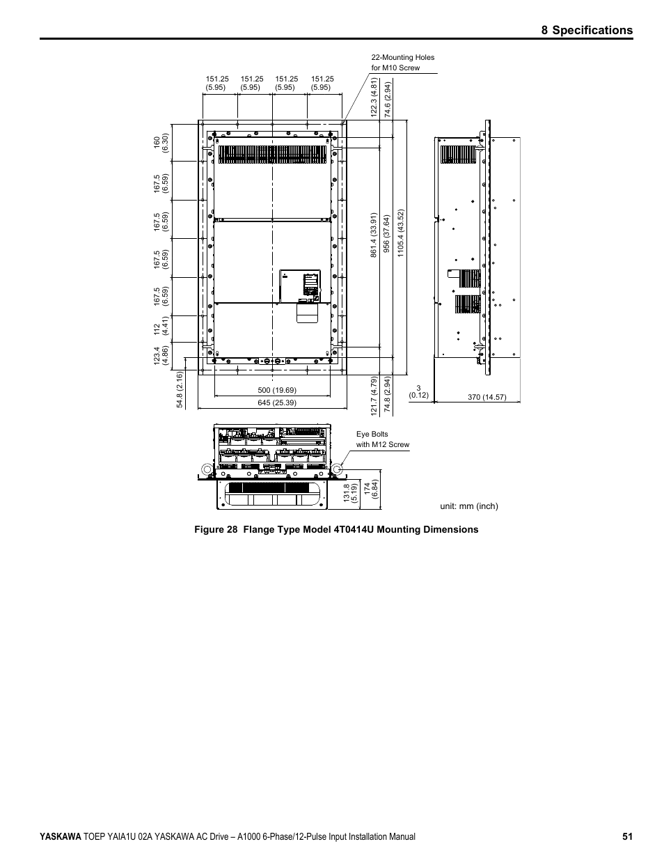 8 specifications | Yaskawa A1000 6-Phase/12-Pulse Input User Manual | Page 51 / 92