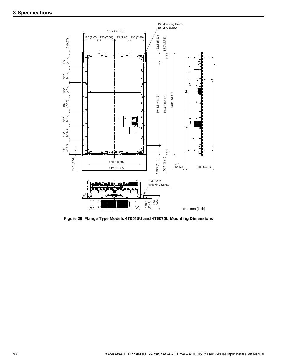 8 specifications | Yaskawa A1000 6-Phase/12-Pulse Input User Manual | Page 52 / 92