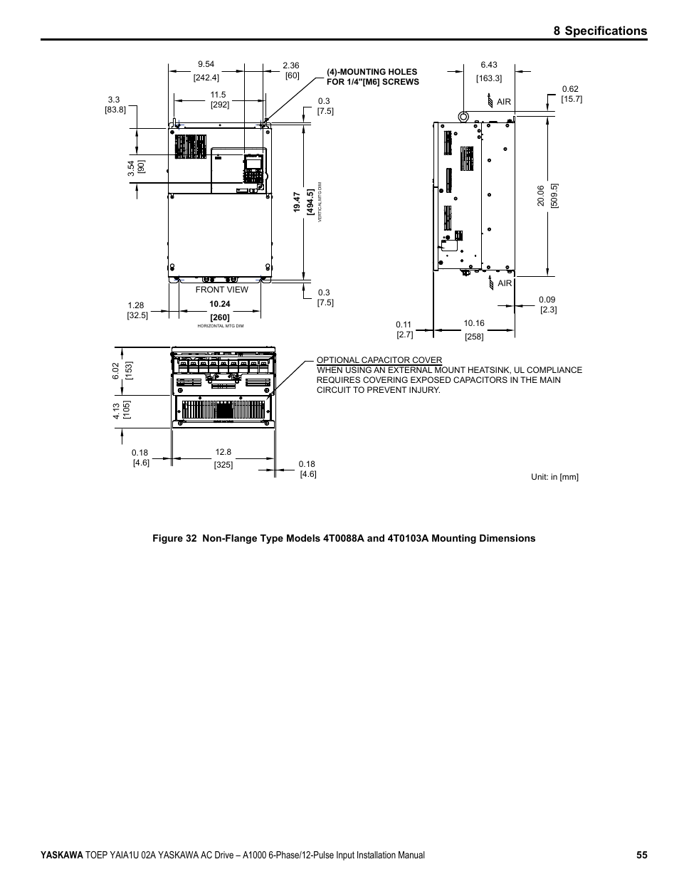 8 specifications | Yaskawa A1000 6-Phase/12-Pulse Input User Manual | Page 55 / 92