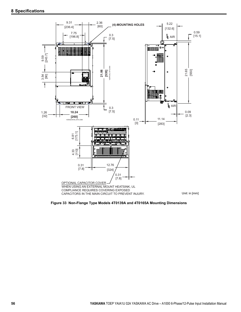 8 specifications | Yaskawa A1000 6-Phase/12-Pulse Input User Manual | Page 56 / 92
