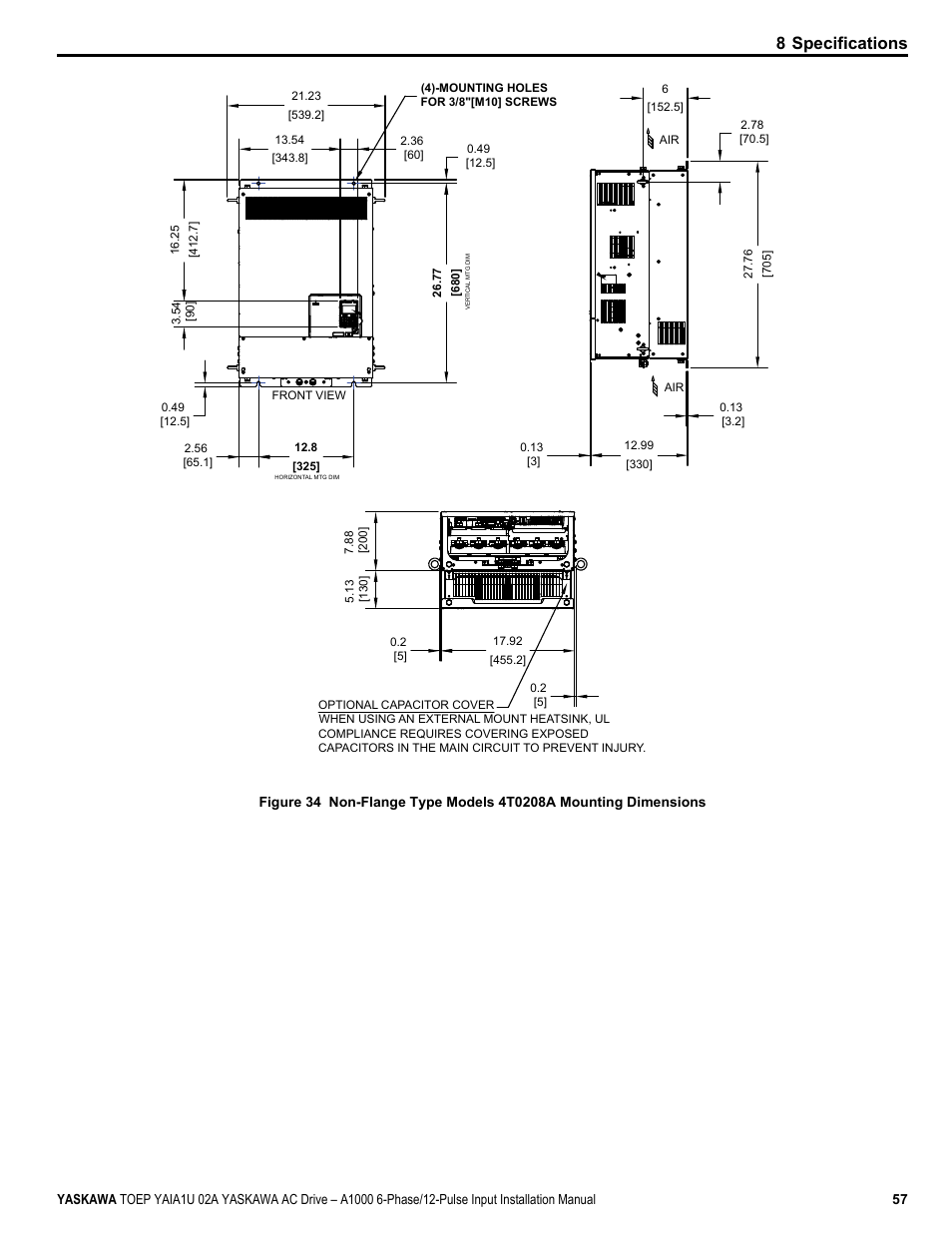 8 specifications | Yaskawa A1000 6-Phase/12-Pulse Input User Manual | Page 57 / 92