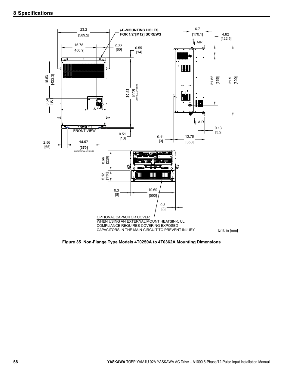 8 specifications | Yaskawa A1000 6-Phase/12-Pulse Input User Manual | Page 58 / 92