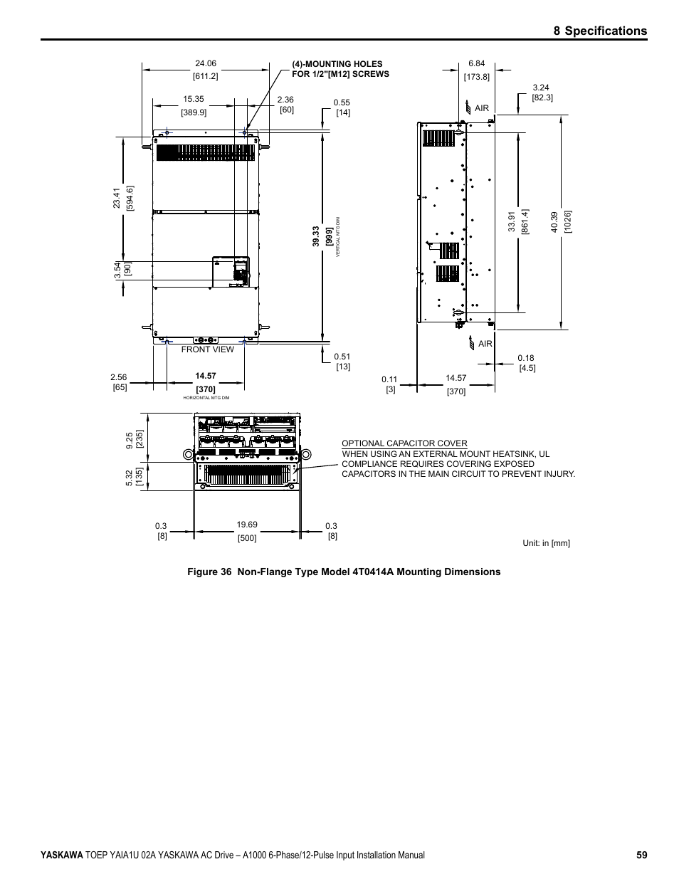 8 specifications | Yaskawa A1000 6-Phase/12-Pulse Input User Manual | Page 59 / 92