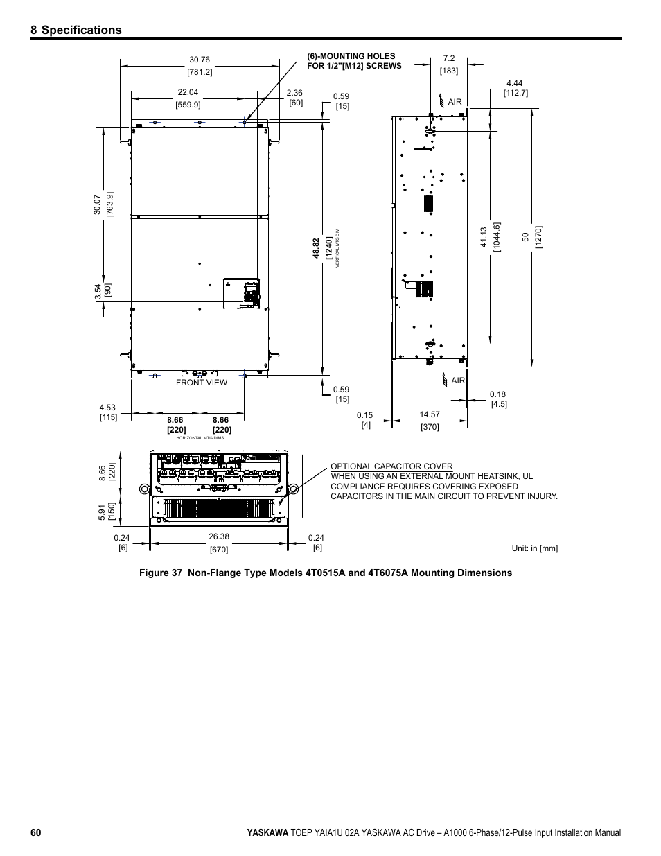 8 specifications | Yaskawa A1000 6-Phase/12-Pulse Input User Manual | Page 60 / 92