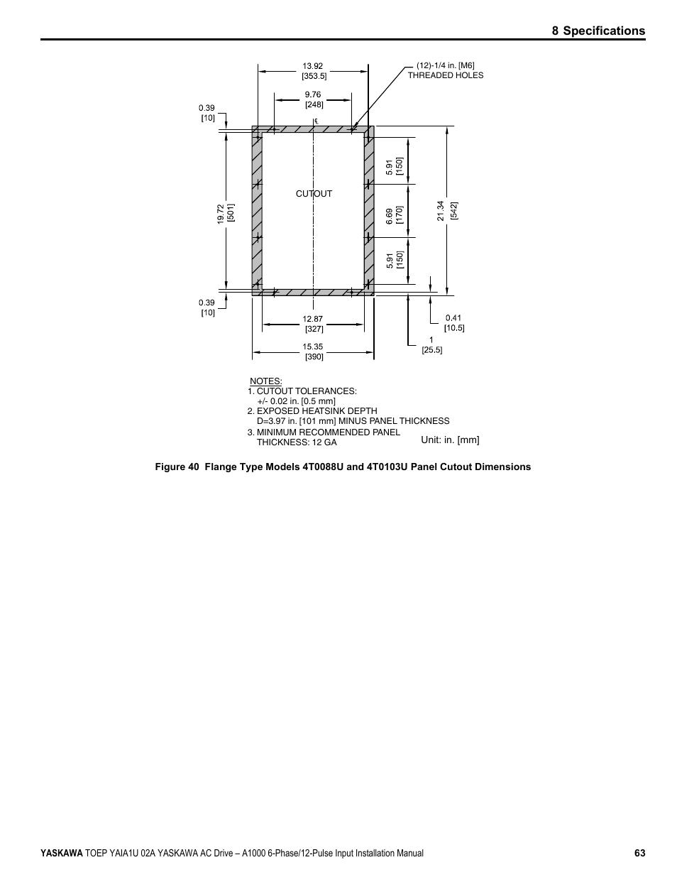 8 specifications | Yaskawa A1000 6-Phase/12-Pulse Input User Manual | Page 63 / 92