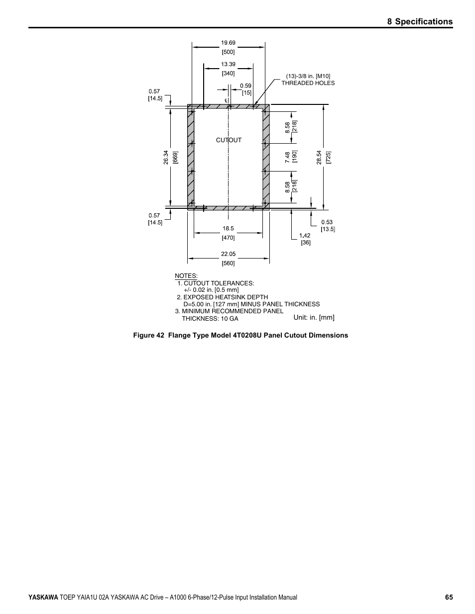 8 specifications | Yaskawa A1000 6-Phase/12-Pulse Input User Manual | Page 65 / 92