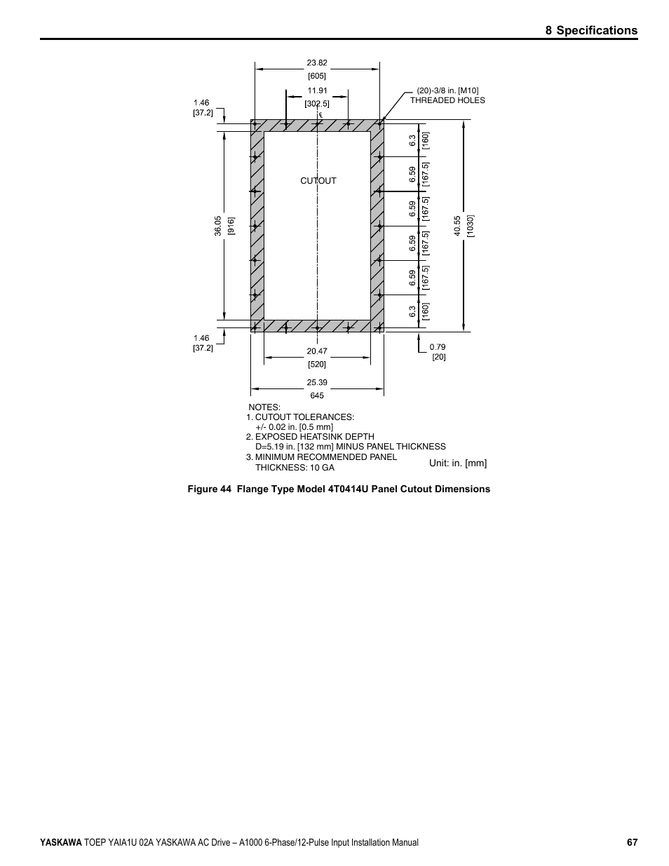 8 specifications | Yaskawa A1000 6-Phase/12-Pulse Input User Manual | Page 67 / 92