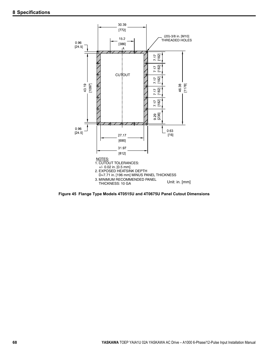 8 specifications | Yaskawa A1000 6-Phase/12-Pulse Input User Manual | Page 68 / 92