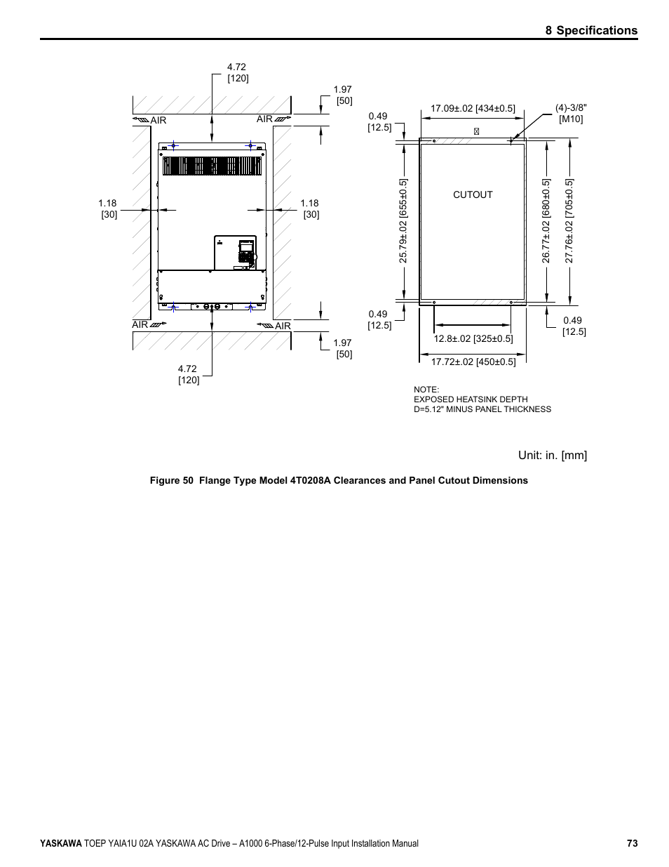 8 specifications | Yaskawa A1000 6-Phase/12-Pulse Input User Manual | Page 73 / 92