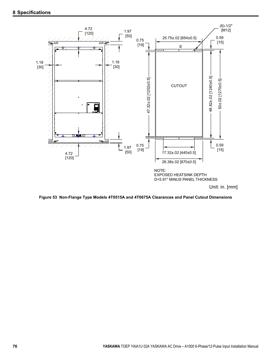 8 specifications | Yaskawa A1000 6-Phase/12-Pulse Input User Manual | Page 76 / 92