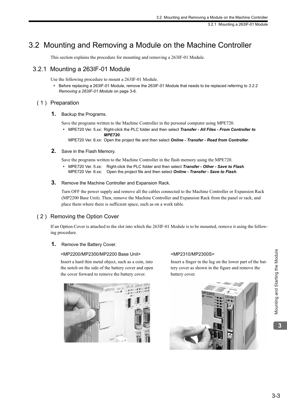 1 mounting a 263if-01 module | Yaskawa JAPMC-CM2304-E User Manual | Page 31 / 97