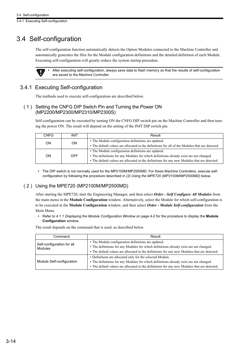 4 self-configuration, 1 executing self-configuration | Yaskawa JAPMC-CM2304-E User Manual | Page 42 / 97