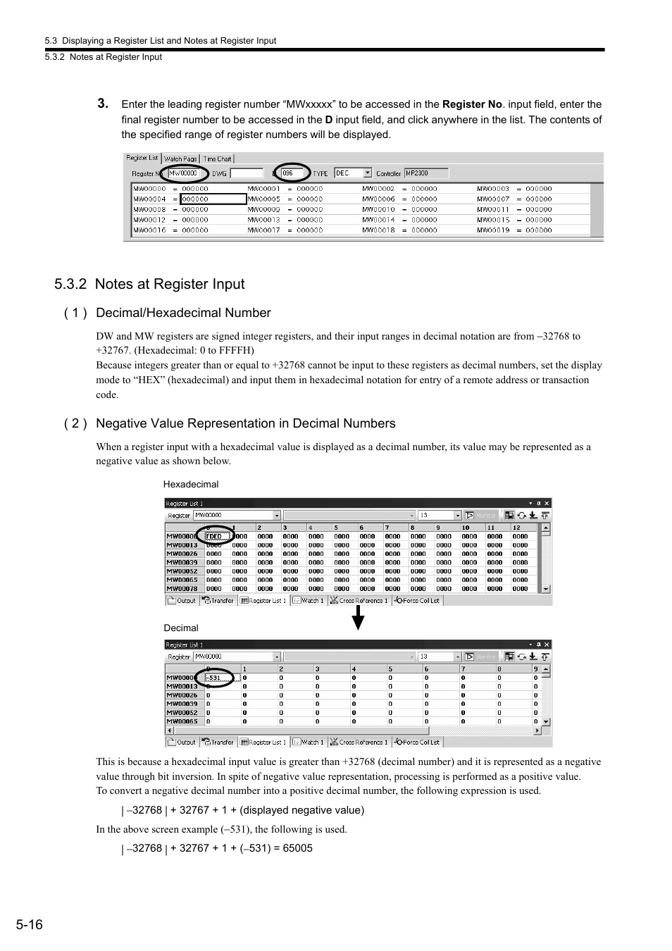 2 notes at register input | Yaskawa JAPMC-CM2304-E User Manual | Page 78 / 97