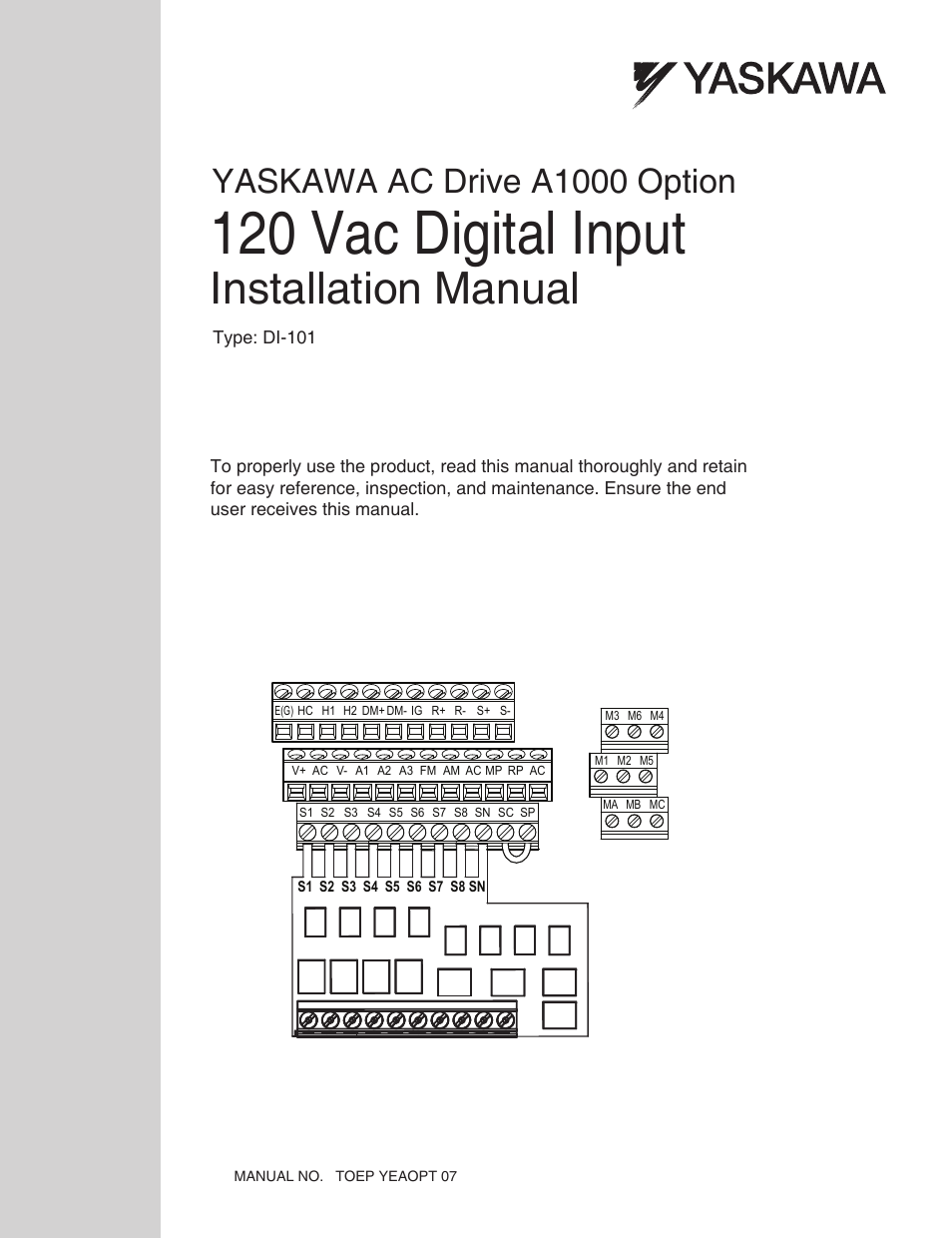 Yaskawa 120 Vac Digital Input User Manual | 24 pages