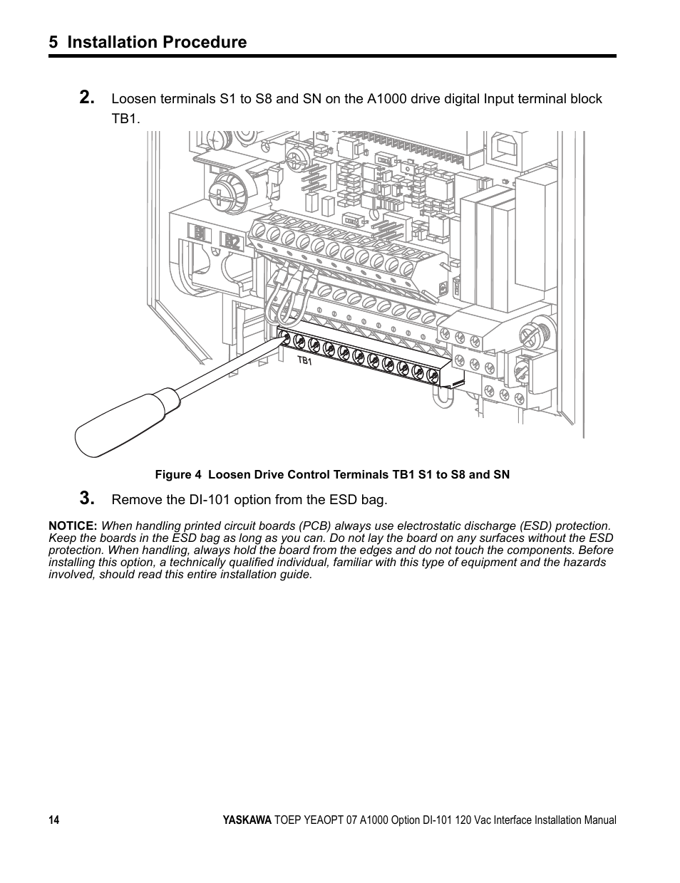 5 installation procedure | Yaskawa 120 Vac Digital Input User Manual | Page 14 / 24