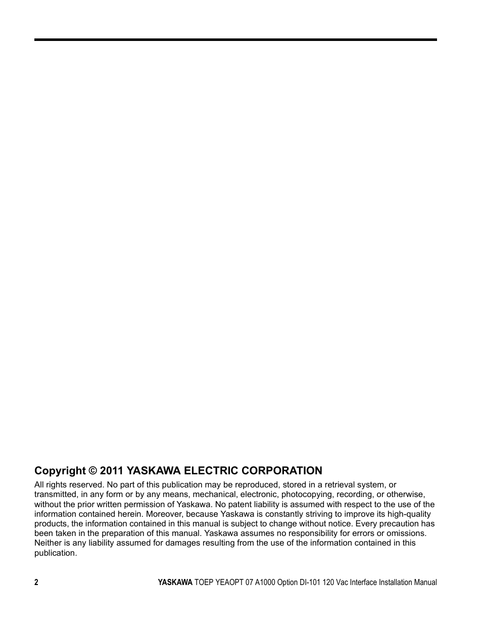 Yaskawa 120 Vac Digital Input User Manual | Page 2 / 24