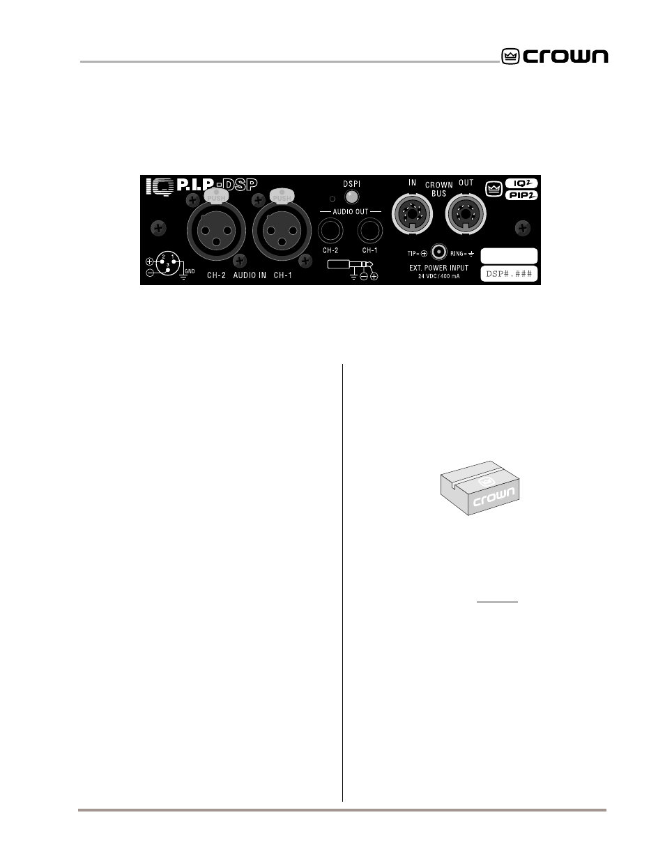 1 welcome | Crown Audio IQ P.I.P.-DSP User Manual | Page 7 / 27