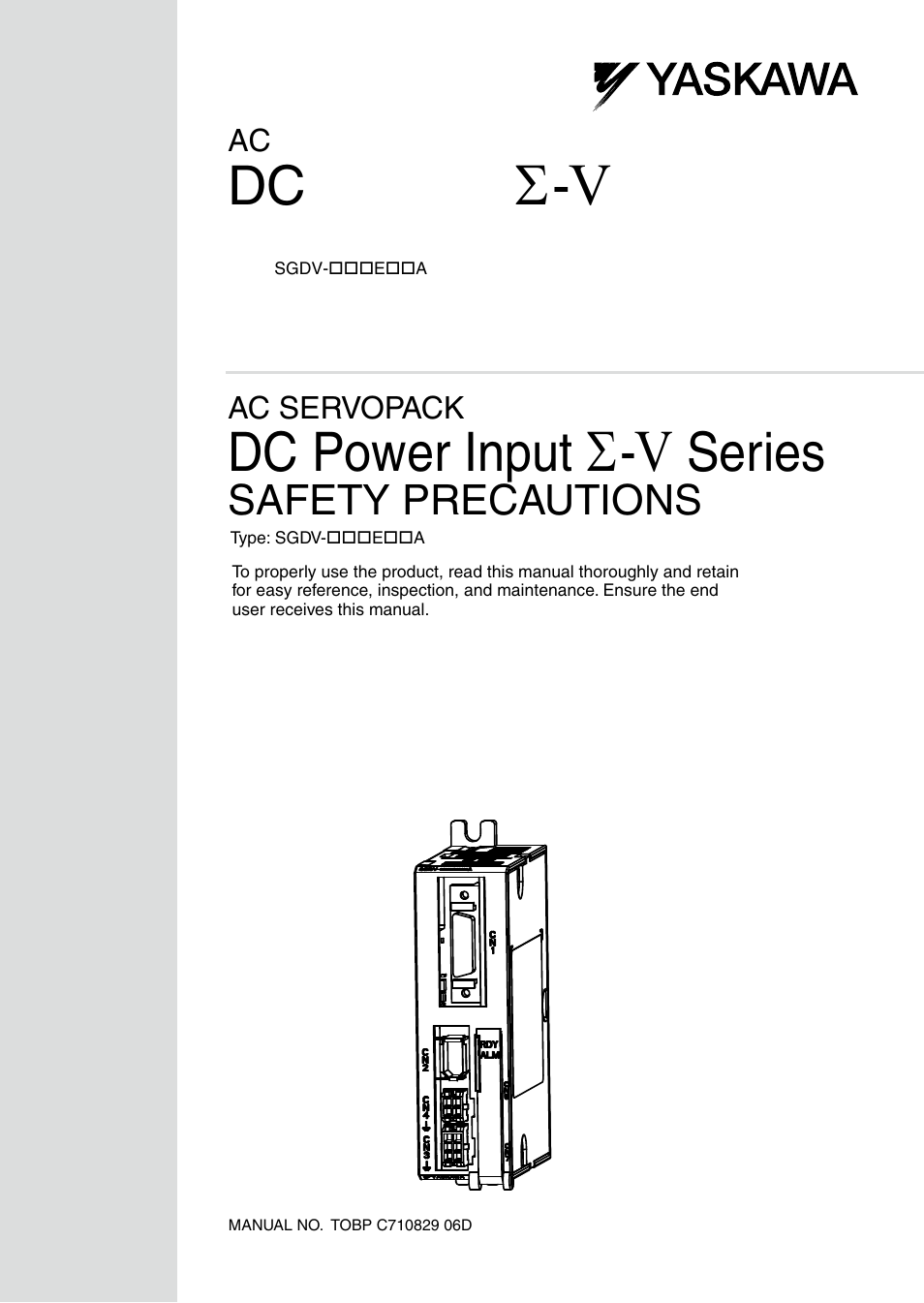 Yaskawa DC Power Input Σ-V Series User Manual | 29 pages