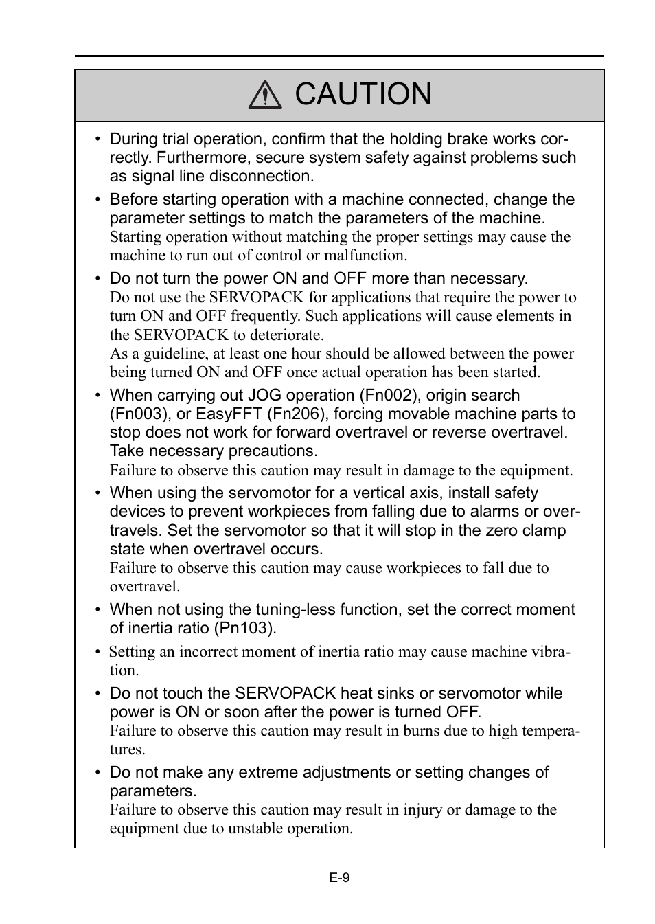 Caution | Yaskawa DC Power Input Σ-V Series User Manual | Page 11 / 29
