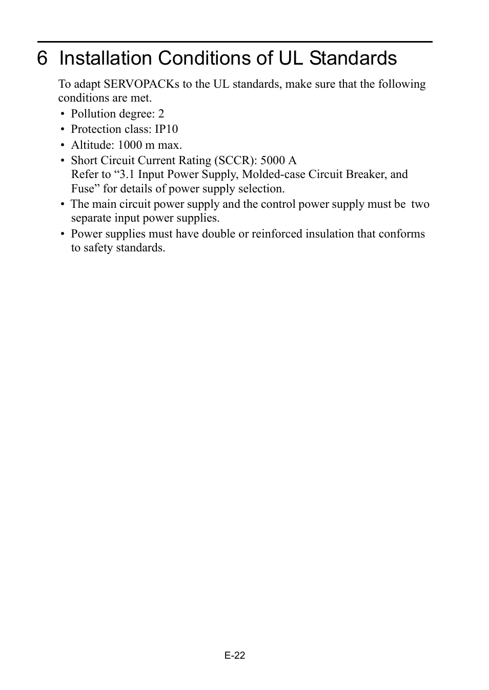 6 installation conditions of ul standards | Yaskawa DC Power Input Σ-V Series User Manual | Page 24 / 29