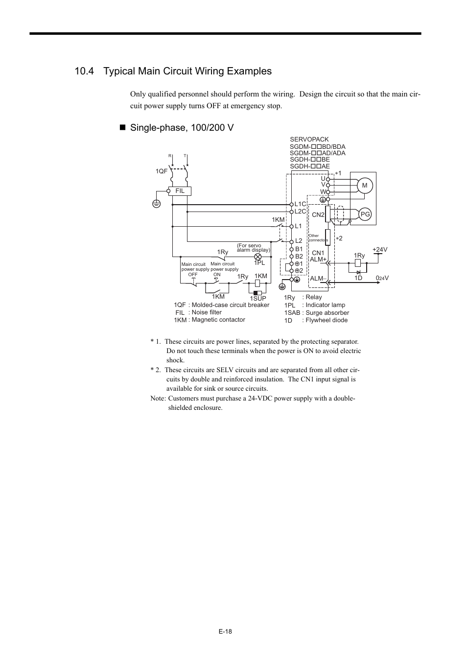 4 typical main circuit wiring examples | Yaskawa Σ-II Series User Manual | Page 20 / 37