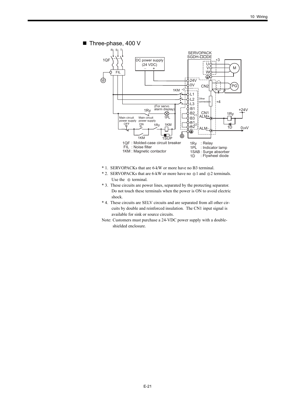 Three-phase, 400 v | Yaskawa Σ-II Series User Manual | Page 23 / 37