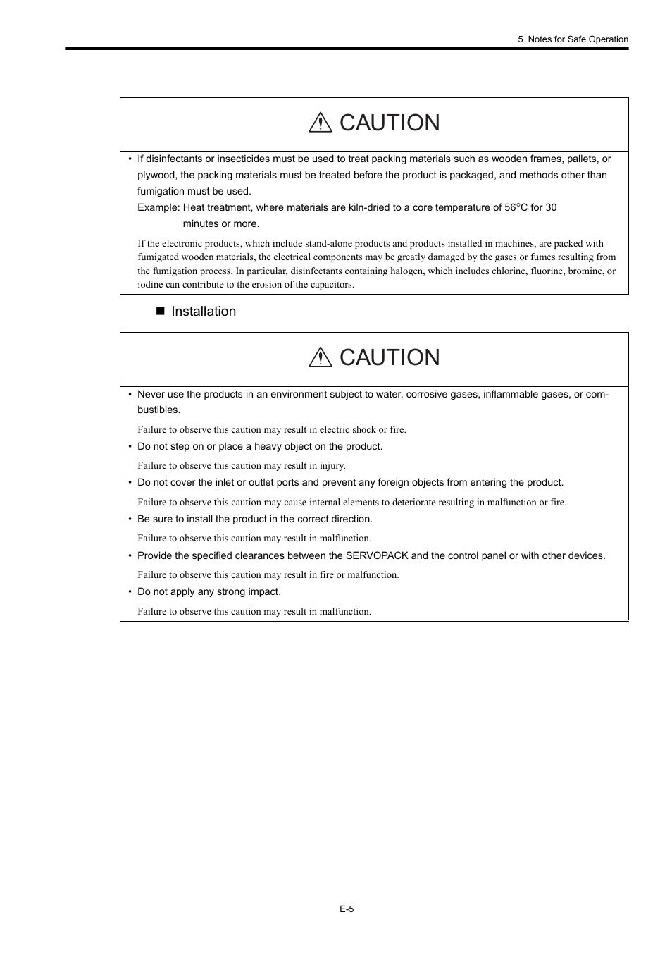 Caution | Yaskawa Σ-II Series User Manual | Page 7 / 37