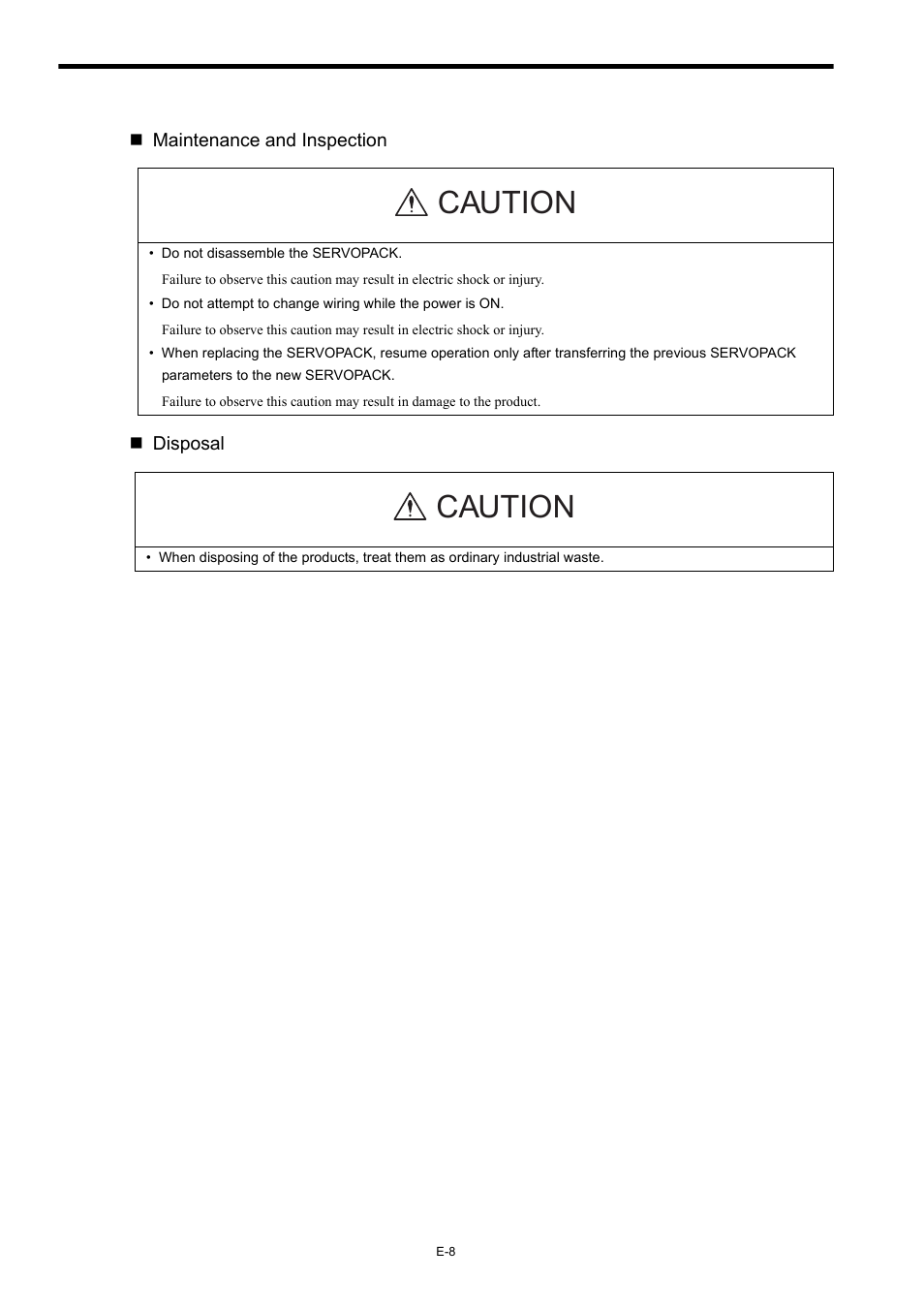 Caution | Yaskawa Σ-III Series User Manual | Page 10 / 37