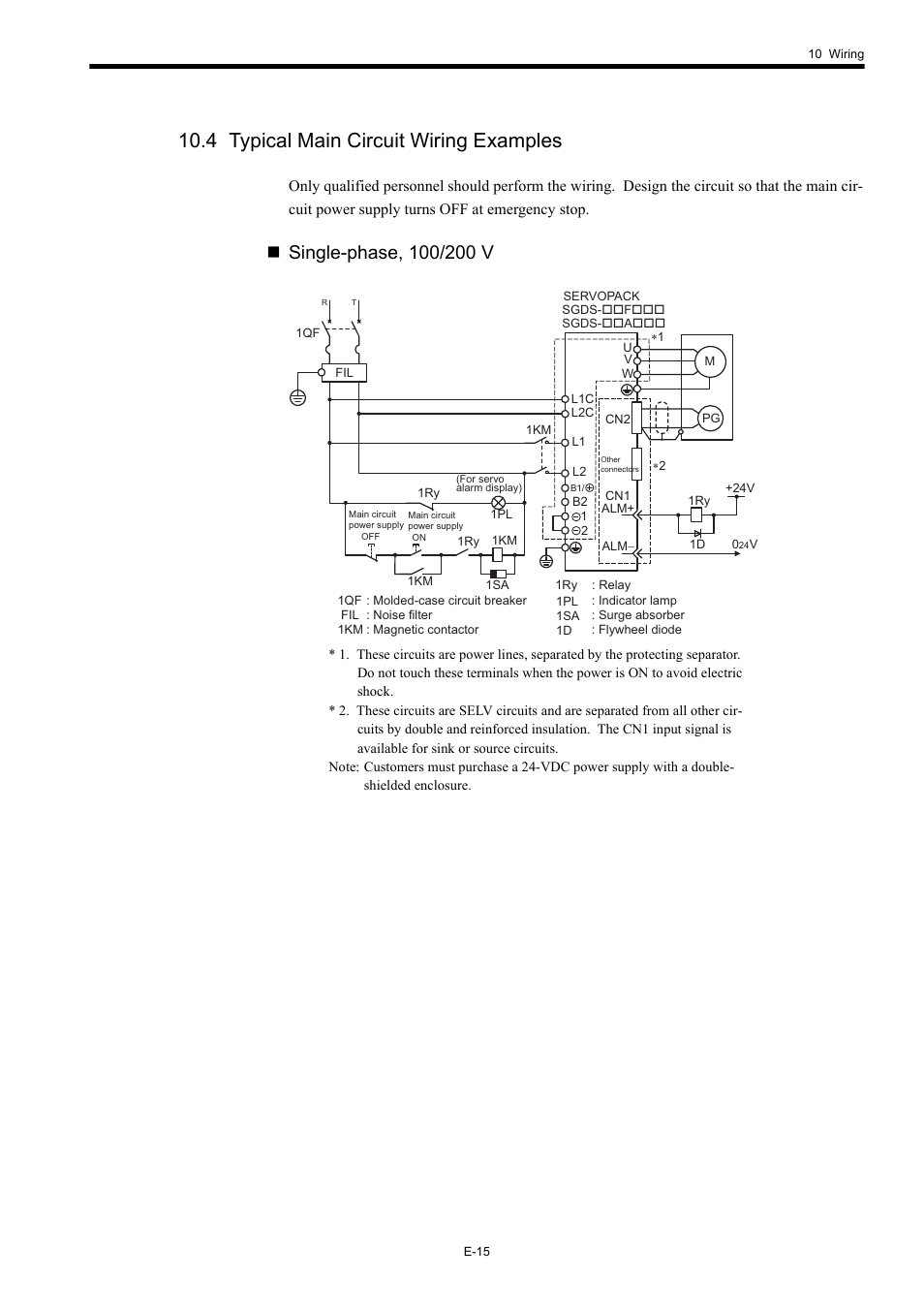 4 typical main circuit wiring examples | Yaskawa Σ-III Series User Manual | Page 17 / 37