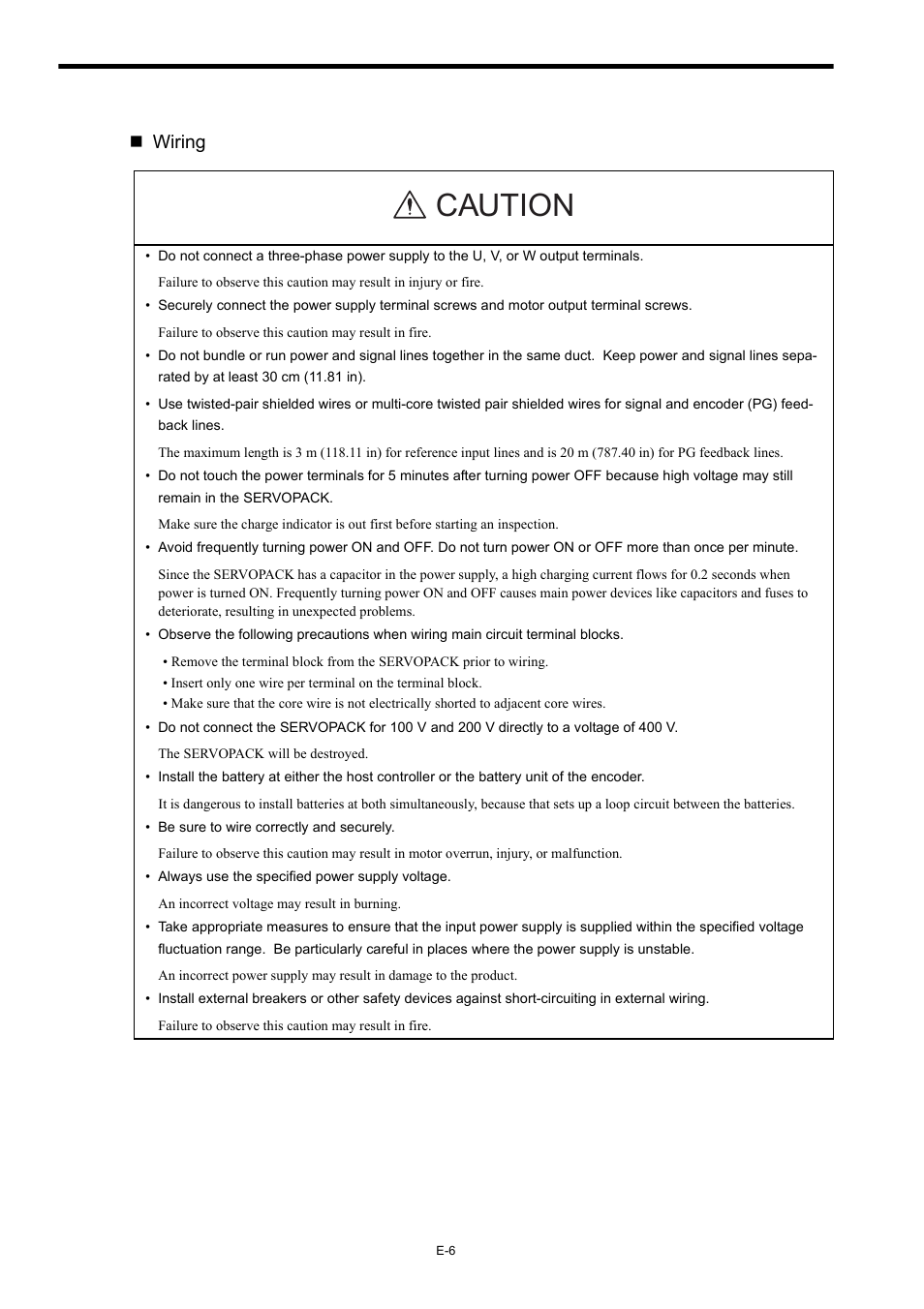 Caution, Wiring | Yaskawa Σ-III Series User Manual | Page 8 / 37