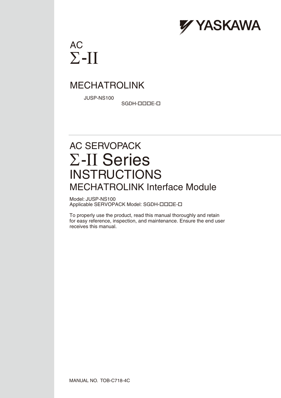 Yaskawa Σ-II Series User Manual | 31 pages