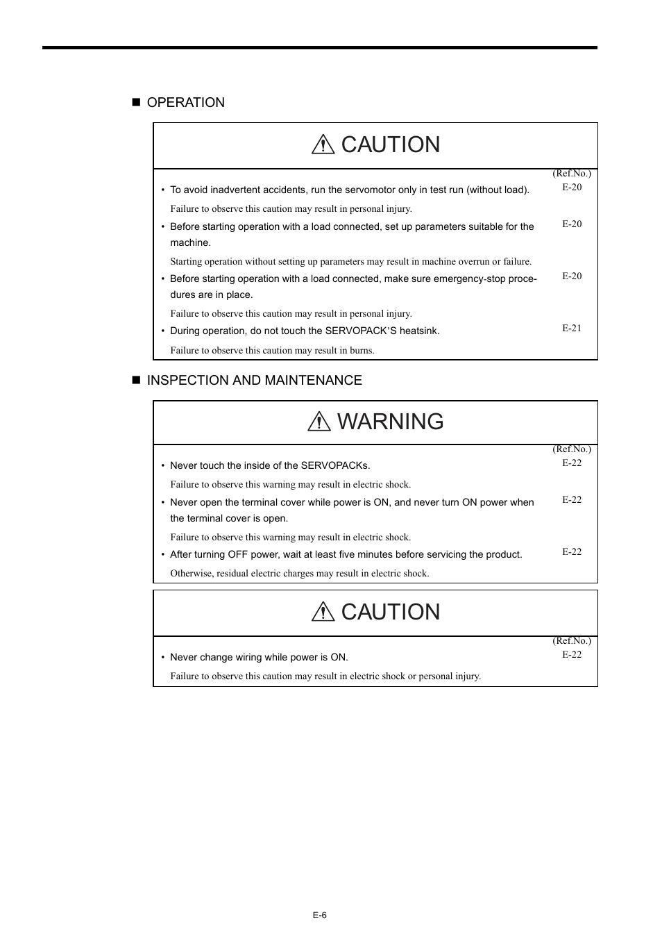 Caution warning caution | Yaskawa Σ-II Series User Manual | Page 10 / 31