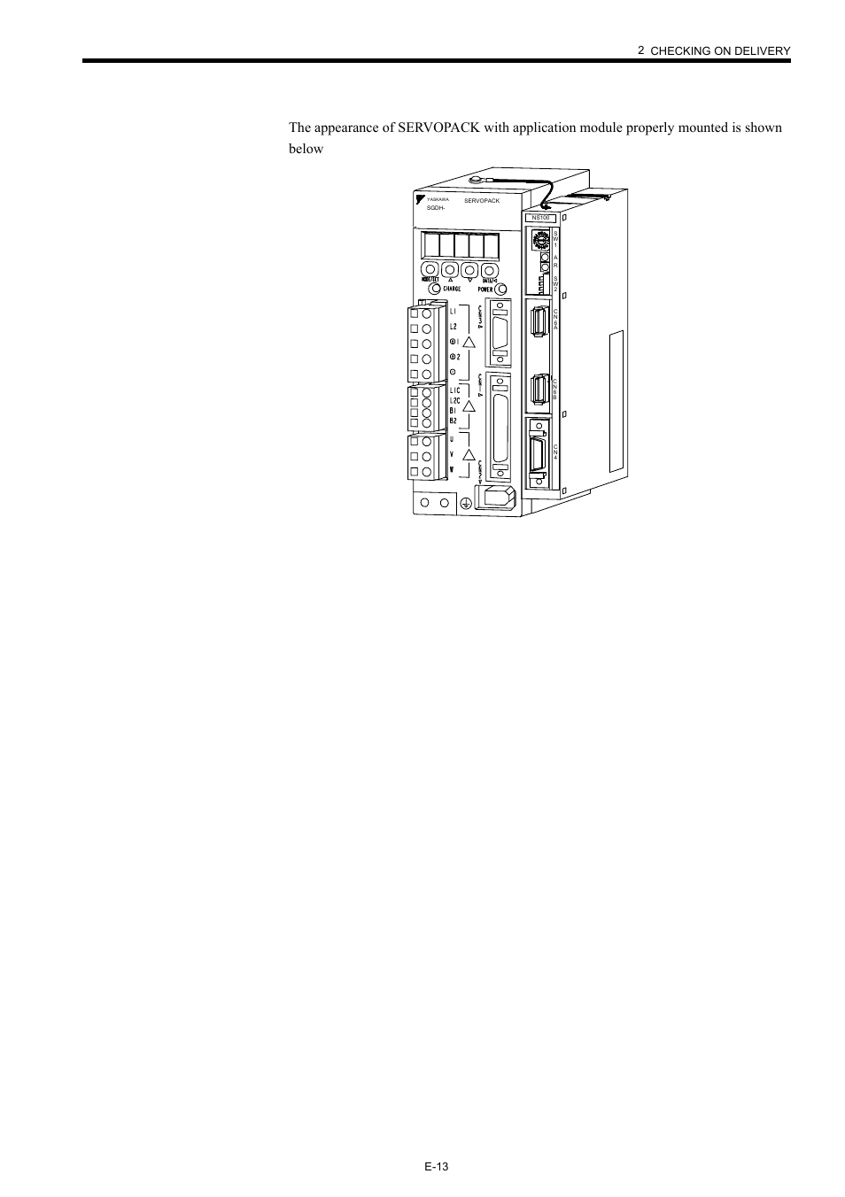 2 checking on delivery e-13 | Yaskawa Σ-II Series User Manual | Page 17 / 31