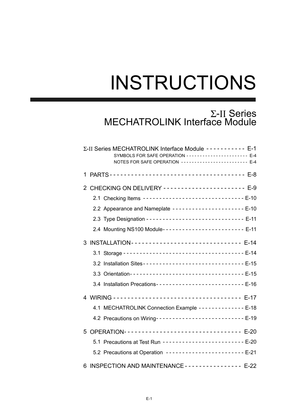 Instructions, Σ-ii series mechatrolink interface module | Yaskawa Σ-II Series User Manual | Page 5 / 31