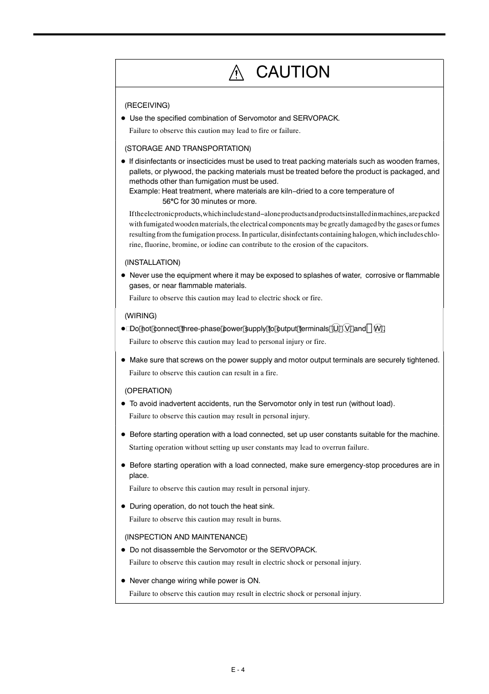 Caution | Yaskawa Σ-mini Series User Manual | Page 8 / 26