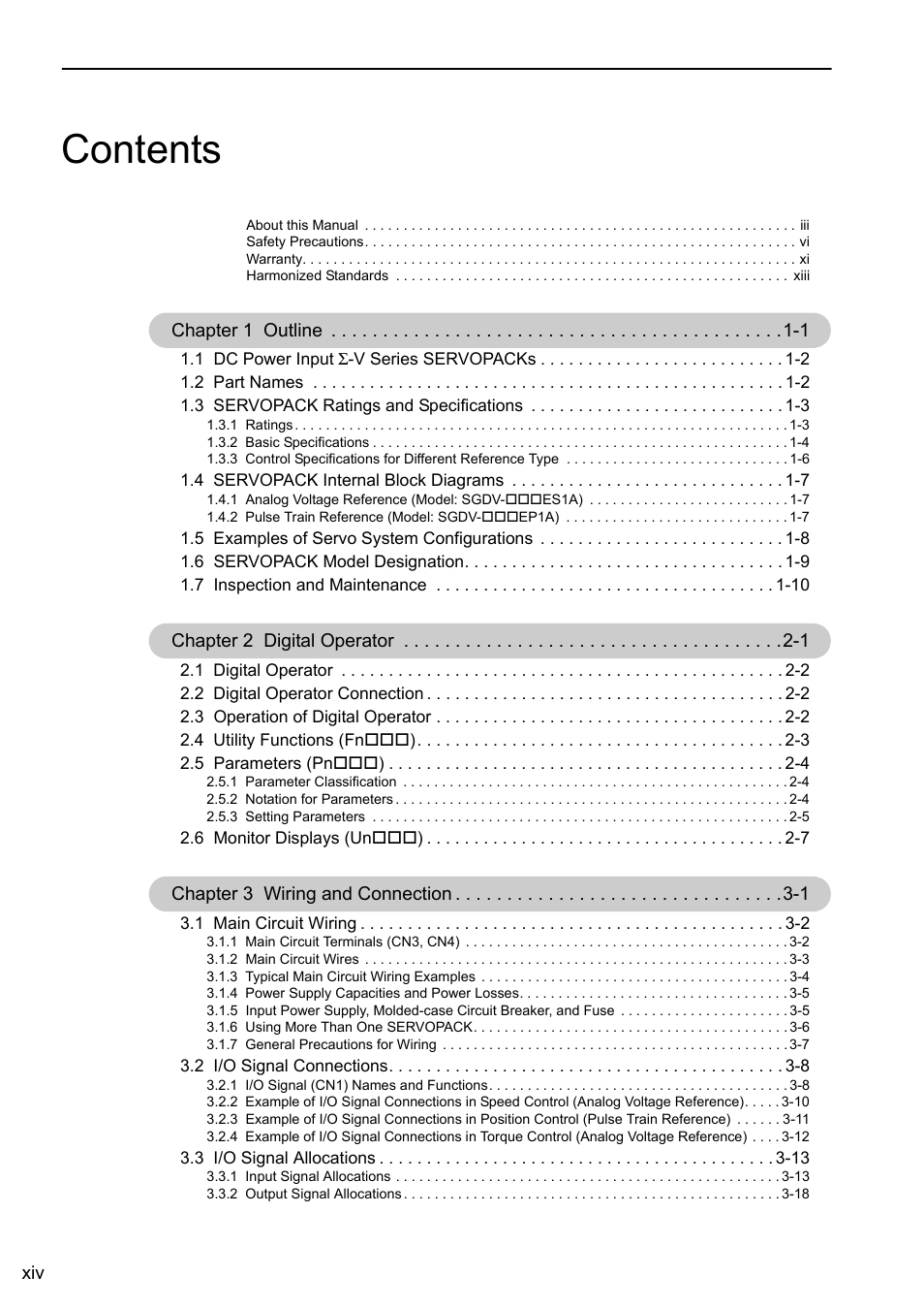 Yaskawa Σ-V Series AC Servo Drives Rotational Motor Analog Voltage Reference User Manual | Page 14 / 320