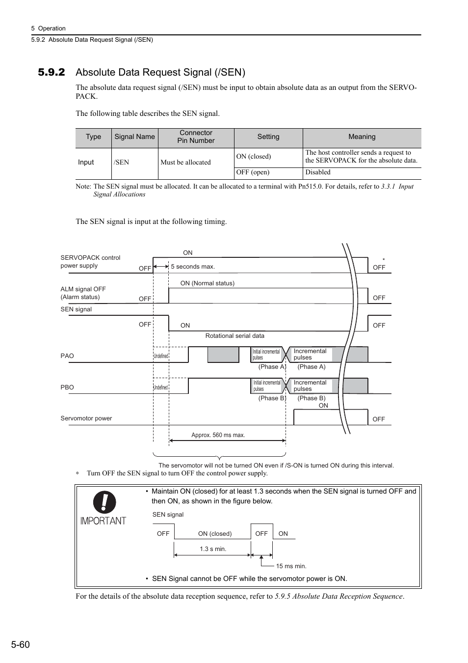 2 absolute data request signal (/sen), Ana- log | Yaskawa Σ-V Series AC Servo Drives Rotational Motor Analog Voltage Reference User Manual | Page 140 / 320