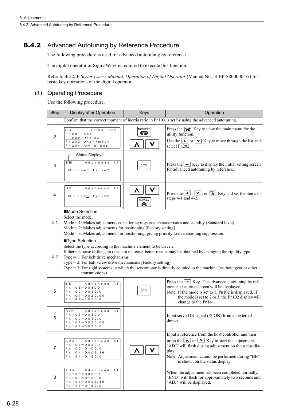 2 advanced autotuning by reference procedure, 1) operating procedure | Yaskawa Σ-V Series AC Servo Drives Rotational Motor Analog Voltage Reference User Manual | Page 179 / 320