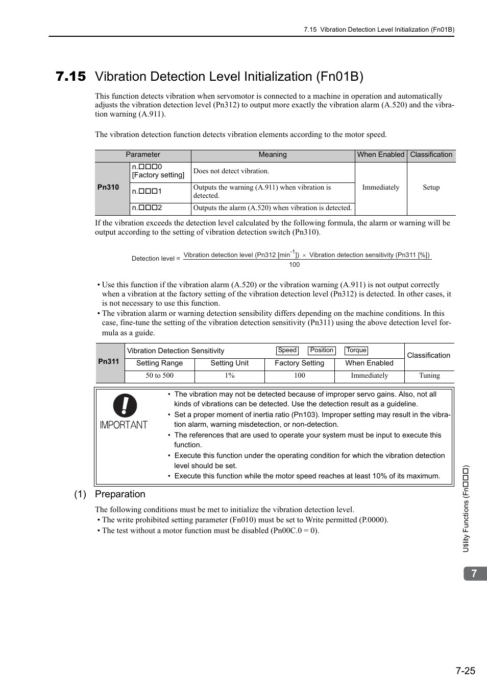 1) preparation | Yaskawa Σ-V Series AC Servo Drives Rotational Motor Analog Voltage Reference User Manual | Page 243 / 320