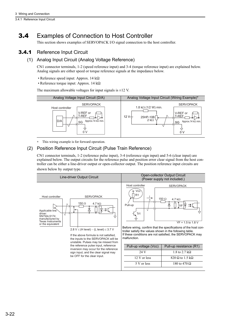4 examples of connection to host controller, 1 reference input circuit, 1) analog input circuit (analog voltage reference) | Yaskawa Σ-V Series AC Servo Drives Rotational Motor Analog Voltage Reference User Manual | Page 57 / 320