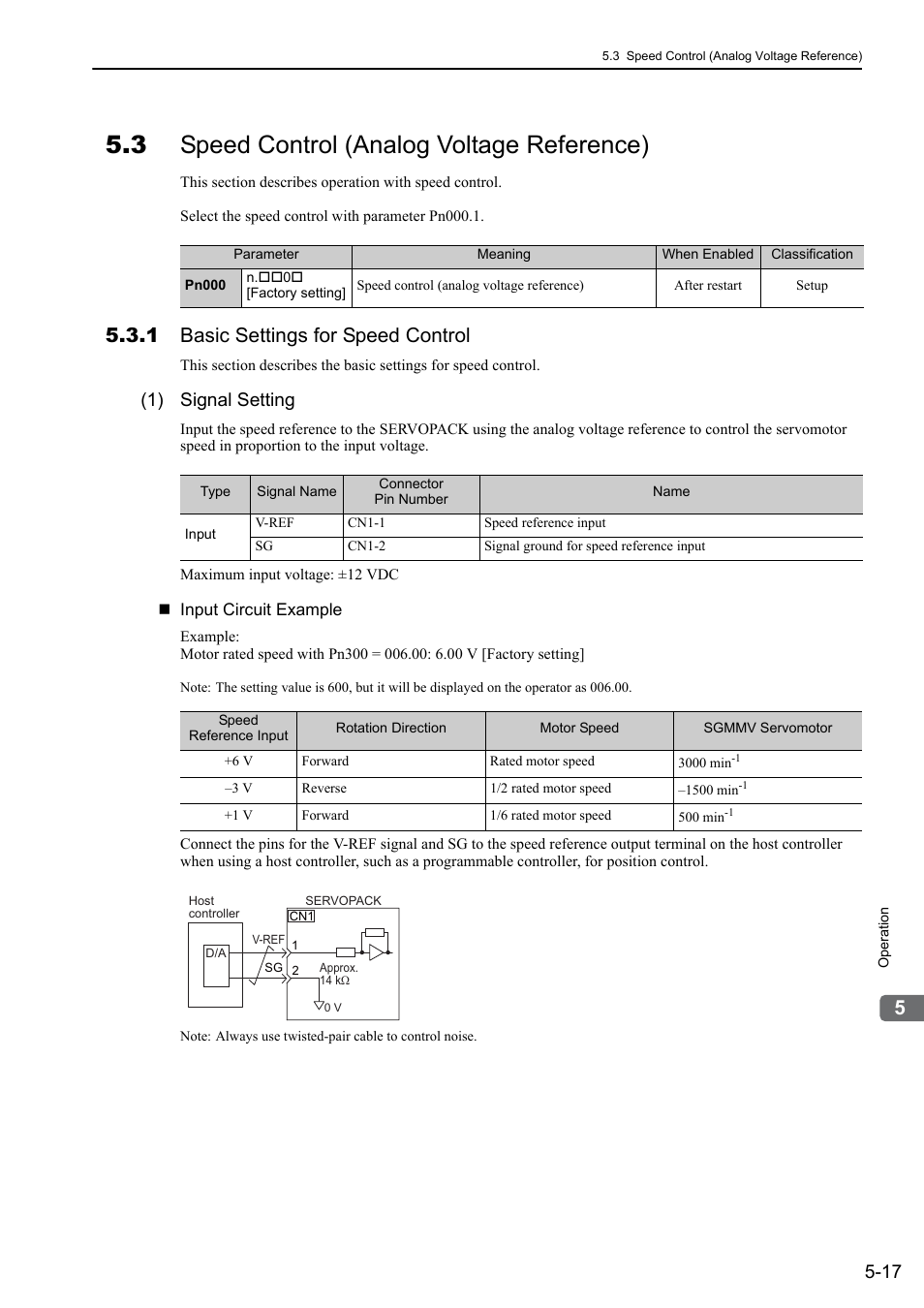 3 speed control (analog voltage reference), 1 basic settings for speed control, 1) signal setting | Analog | Yaskawa Σ-V Series AC Servo Drives Rotational Motor Analog Voltage Reference User Manual | Page 97 / 320