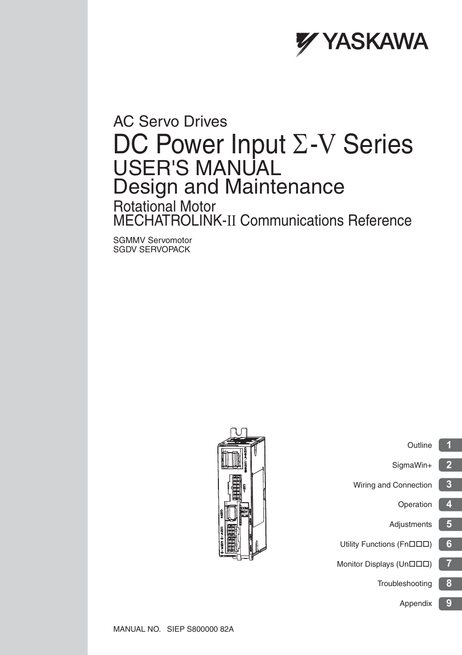 Yaskawa Σ-V Series AC Servo Drives Rotational Motor MECHATROLINK-II User Manual | 320 pages