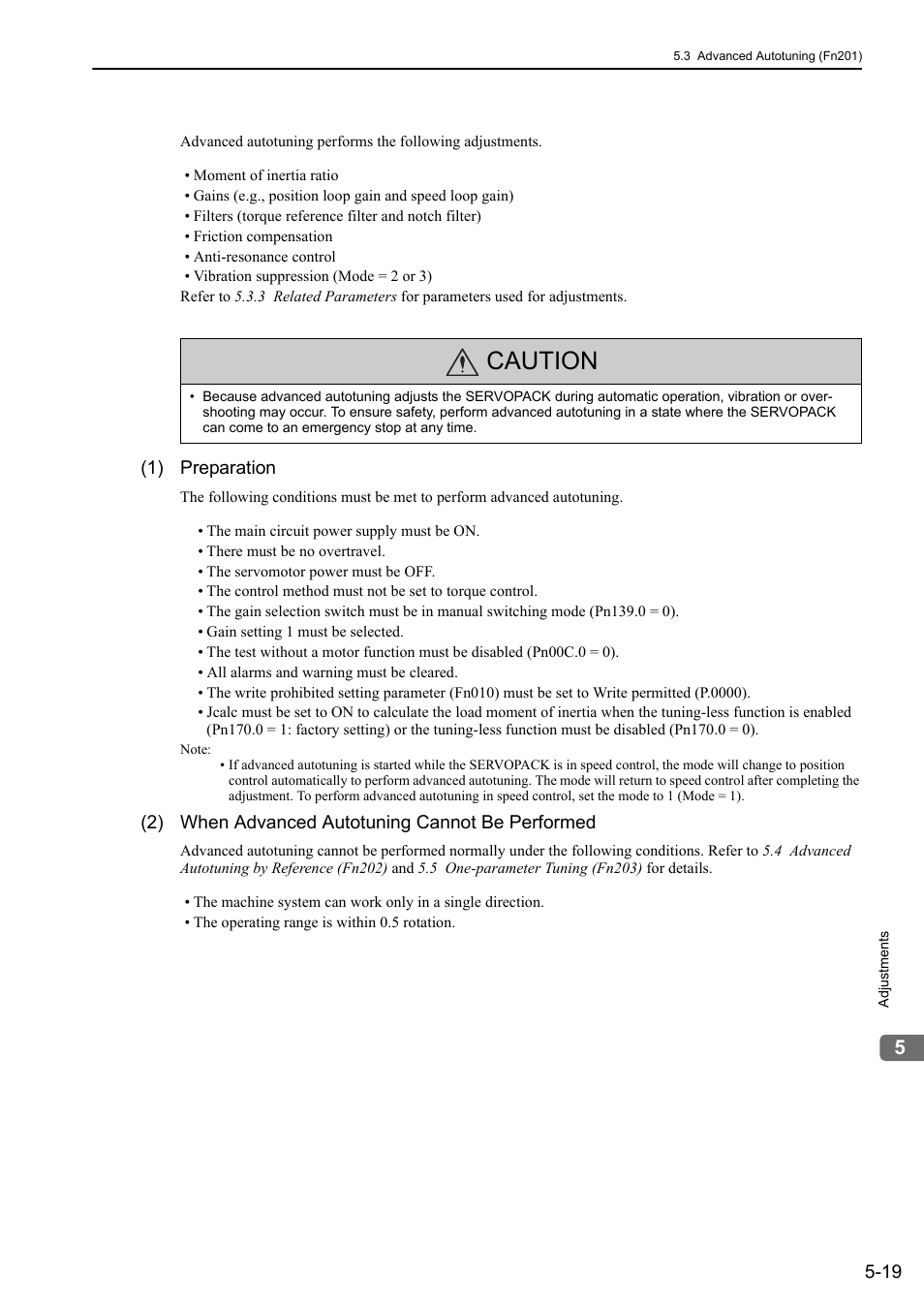 Caution | Yaskawa Σ-V Series AC Servo Drives Rotational Motor MECHATROLINK-II User Manual | Page 129 / 320