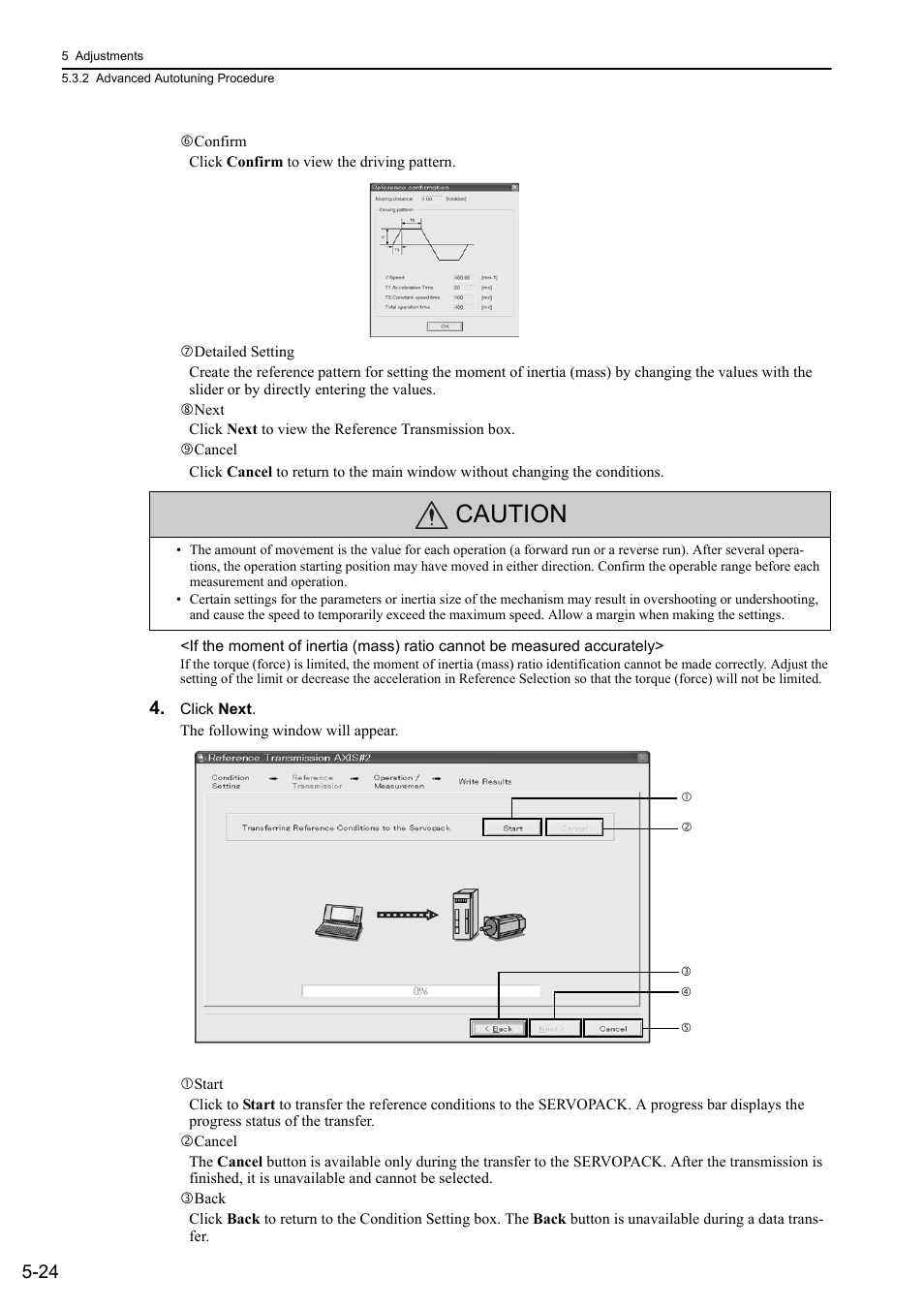 Caution, Mecha | Yaskawa Σ-V Series AC Servo Drives Rotational Motor MECHATROLINK-II User Manual | Page 134 / 320