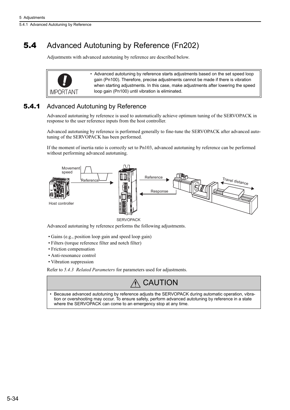 4 advanced autotuning by reference (fn202), 1 advanced autotuning by reference, Caution | M-ii | Yaskawa Σ-V Series AC Servo Drives Rotational Motor MECHATROLINK-II User Manual | Page 144 / 320