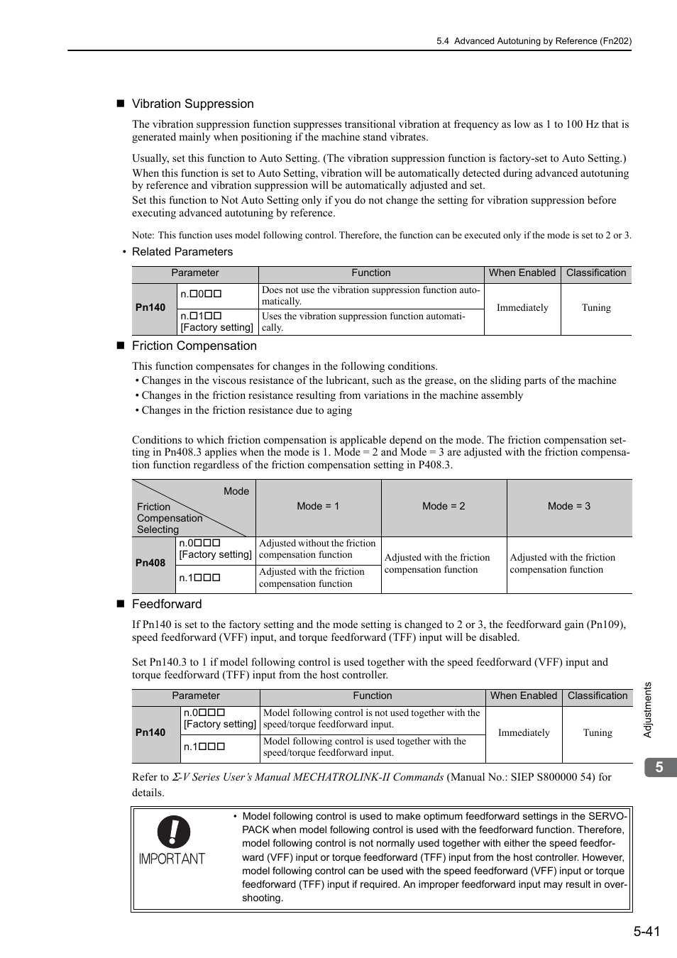 Yaskawa Σ-V Series AC Servo Drives Rotational Motor MECHATROLINK-II User Manual | Page 151 / 320