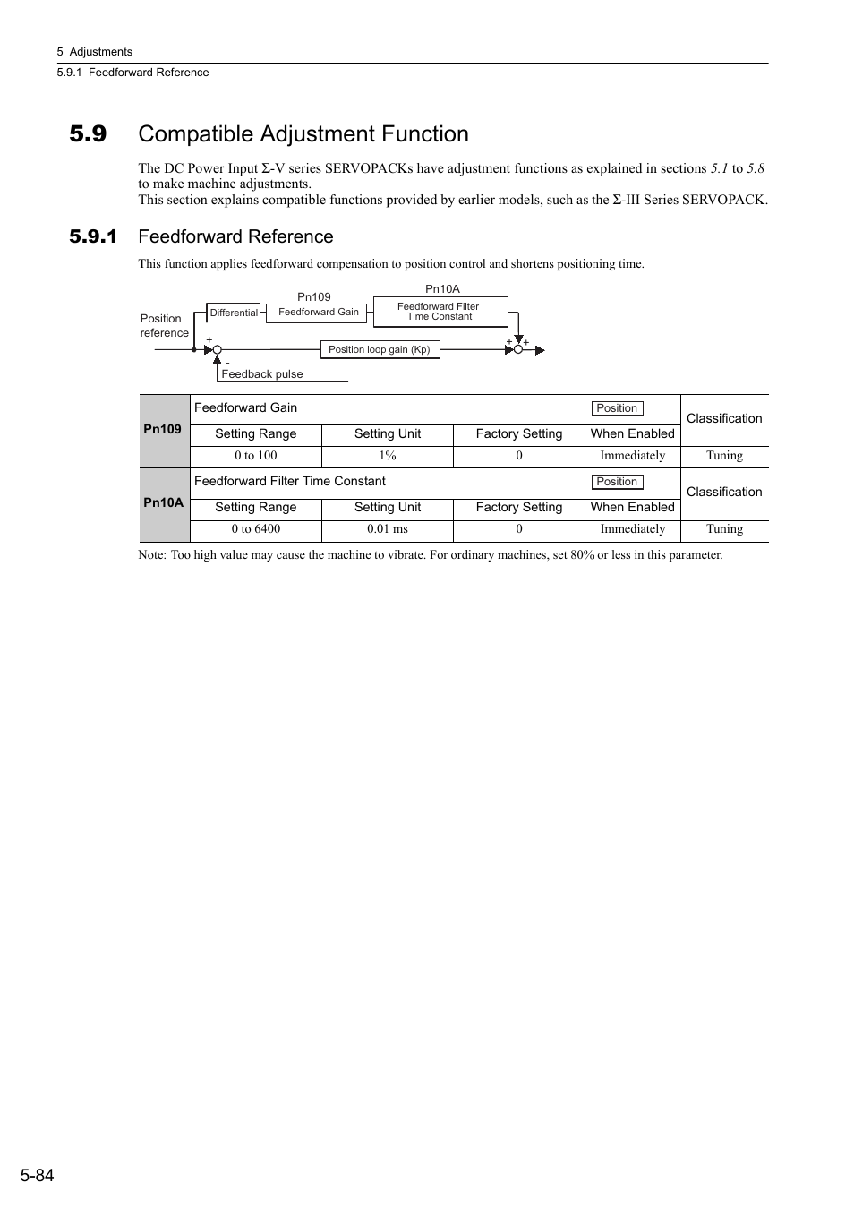 9 compatible adjustment function, 1 feedforward reference, Mecha | Yaskawa Σ-V Series AC Servo Drives Rotational Motor MECHATROLINK-II User Manual | Page 194 / 320