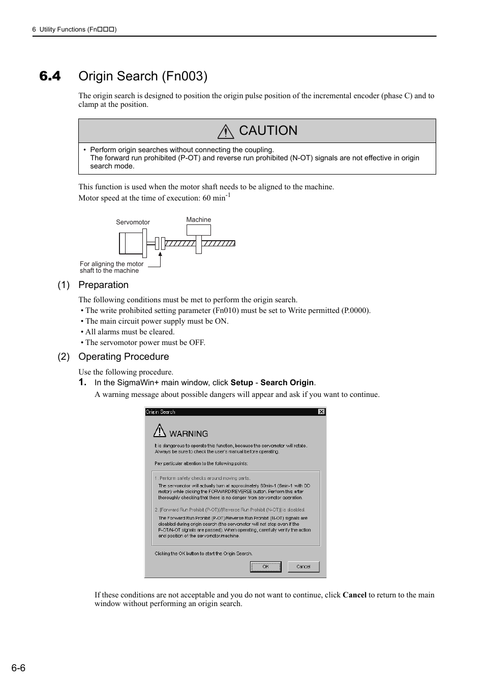 4 origin search (fn003), Caution | Yaskawa Σ-V Series AC Servo Drives Rotational Motor MECHATROLINK-II User Manual | Page 205 / 320