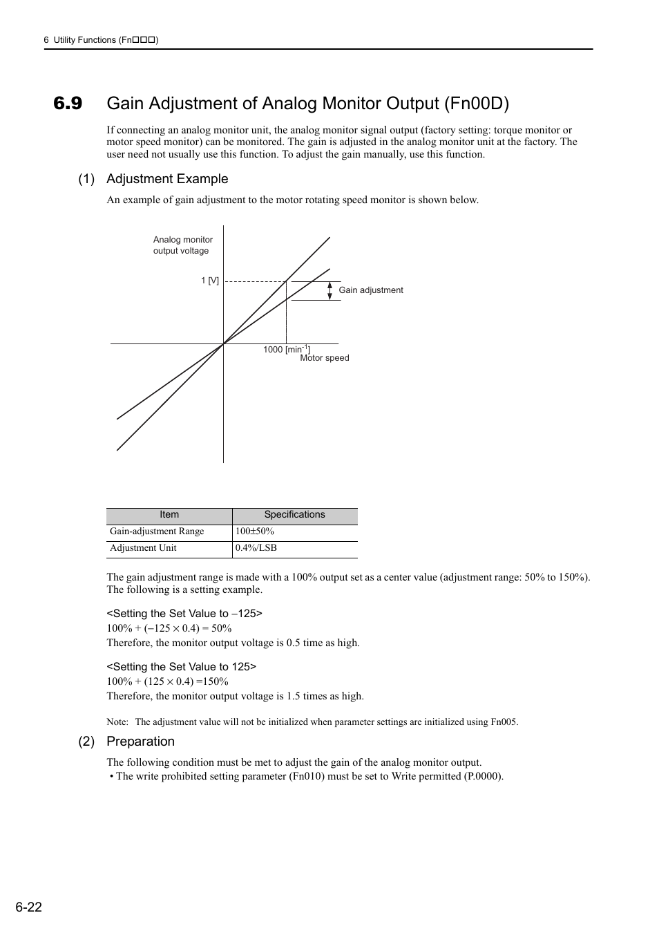 9 gain adjustment of analog monitor output (fn00d), 1) adjustment example, 2) preparation | Yaskawa Σ-V Series AC Servo Drives Rotational Motor MECHATROLINK-II User Manual | Page 221 / 320